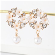 (EZjinse) occidental style flowers earrings super temperament elegant personality exaggerating hollow Pearl woman ear s