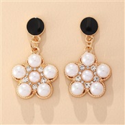 (EZjinse) occidental style brief Rhinestone circle ear stud twining Pearl earrings woman earring samll fashion woman Ea