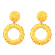 ( yellow)summer weave multilayer Round earrings woman occidental style temperament geometry Earringearrings