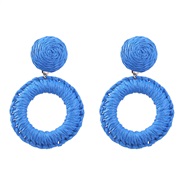 ( blue)summer weave multilayer Round earrings woman occidental style temperament geometry arringearrings