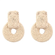 ( Cream colored )ins summer weave square Round geometry earrings woman occidental style ear studearrings