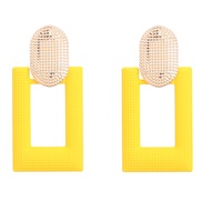 ( yellow)fashion briefins wind Alloy square earrings woman trend occidental style geometry ear stud