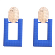 ( blue)fashion briefins wind Alloy square earrings woman trend occidental style geometry ear stud