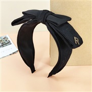 ( black)high Double layer bow Headband Korean style temperament Word lace Alloy width Headband