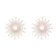 ( Gold)earrings fashion colorful diamond series Alloy diamond Rhinestone sun flower earrings woman occidental style exa