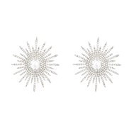 ( Silver)earrings fashion colorful diamond series Alloy diamond Rhinestone sun flower earrings woman occidental style e