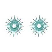 ( green)earrings fashion colorful diamond series Alloy diamond Rhinestone sun flower earrings woman occidental style ex