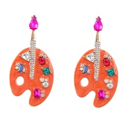 ( orange)earrings fashion colorful diamond Alloy enamel diamond cartoon color watch-face earrings woman occidental styl
