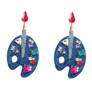 ( blue)earrings fashion colorful diamond Alloy enamel diamond cartoon color watch-face earrings woman occidental style 