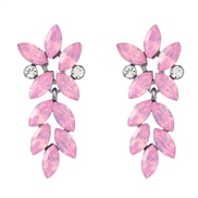 ( Pink)earrings fashion colorful diamond series Alloy diamond flowers earrings woman occidental style