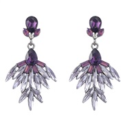 (purple)earrings fashion colorful diamond series Alloy diamond flowers earrings woman occidental style fully-jewelled e