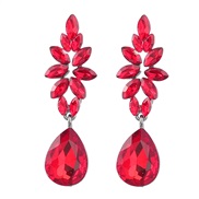 ( red)earrings fashion Alloy diamond geometry flowers earrings woman occidental style arring