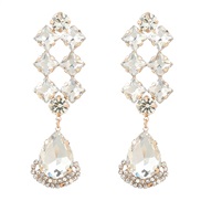 ( white)earrings fashion colorful diamond series Alloy diamond geometry earrings woman occidental style drop resin earr