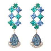( blue)earrings fashion colorful diamond series Alloy diamond geometry earrings woman occidental style drop resin earri