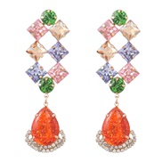 ( Color)earrings fashion colorful diamond series Alloy diamond geometry earrings woman occidental style drop resin earr