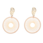 ( white)occidental style Bohemian style Round Alloy personality weave earrings woman earring Street Snap