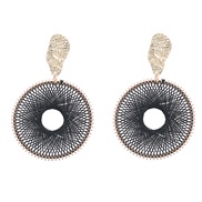 ( black)occidental style Bohemian style Round Alloy personality weave earrings woman earring Street Snap