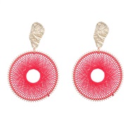 ( red)occidental style Bohemian style Round Alloy personality weave earrings woman earring Street Snap