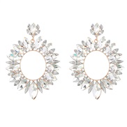 ( white)earrings fashion colorful diamond series Round Alloy diamond geometry earrings woman occidental style Earring