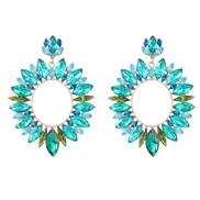 ( green)earrings fashion colorful diamond series Round Alloy diamond geometry earrings woman occidental style arring
