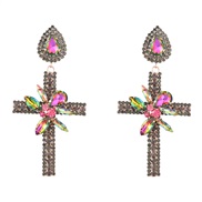 (color )earrings super claw chain series Alloy diamond cross flowers earrings woman occidental style arring