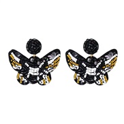 ( black) insect handmade beads butterfly exaggerating big earrings woman personality retro ear stud
