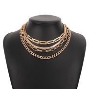 ( Gold)multilayer personality mash up chain  occidental style exaggerating punk geometry creative necklace