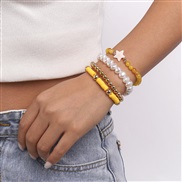 ( yellow)Bohemia ethnic style fashion bracelet  imitate Pearl geometry setV