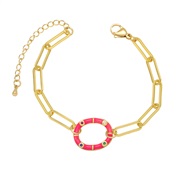 ( rose Red)   color enamel geometry Oval bracelet  occidental style fashion brief bracelet womanbrh