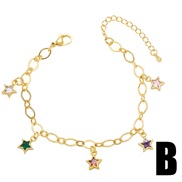 (B)occidental style bracelet woman ins brief embed colorful diamond love Round star Five-pointed star pendant braceletb