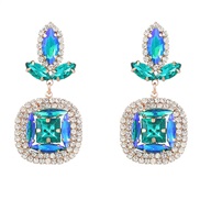 ( blue)earrings fashion colorful diamond series Alloy diamond geometry earring occidental style earrings woman fully-je