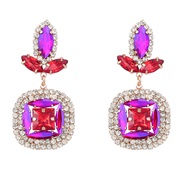 ( rose Red)earrings fashion colorful diamond series Alloy diamond geometry earring occidental style earrings woman full