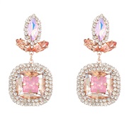 ( Gold powder)earrings fashion colorful diamond series Alloy diamond geometry earring occidental style earrings woman f