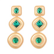 ( green) multilayer geometry Alloy diamond Acrylic long style earrings woman occidental style exaggerating temperament 