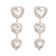 ( white)earrings fashion colorful diamond series Alloy diamond multilayer heart-shaped glass diamond earrings super ear