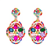 ( Color)occidental style exaggerating creative geometry flowers personality diamond retro ear stud woman earrings