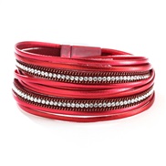 ( red)occidental style well sell diamond braceletPU leather colorful flash diamond fashion diamond