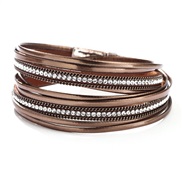 ( brown)occidental style well sell diamond braceletPU leather colorful flash diamond fashion diamond