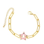 ( Pink)occidental style  Bohemian style Five-pointed star bracelet  fashion color enamel star braceletbrh