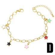 (D)occidental style  fashion geometry love Five-pointed star Metal bracelet woman  creative diamondbrh