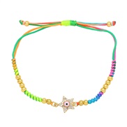 ( Pink)star Five-pointed star eyes bracelet woman  occidental style personality beads handmade weave color ropebrh