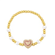 ( rose Red)occidental style diamond love Pearl bracelet woman  fashion all-Purpose retrobrh