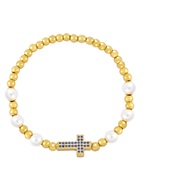 ( blue)occidental style wind diamond cross Pearl bracelet woman  personality all-Purpose highbrh