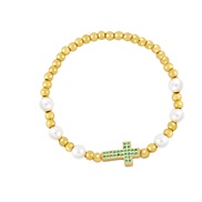 ( green)occidental style wind diamond cross Pearl bracelet woman  personality all-Purpose highbrh