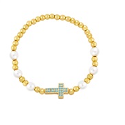 occidental style wind diamond cross Pearl bracelet woman  personality all-Purpose highbrh