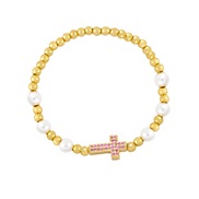 ( rose Red)occidental style wind diamond cross Pearl bracelet woman  personality all-Purpose highbrh