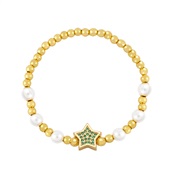 ( green) beads star Five-pointed star Pearl bracelet  occidental style personality fashion wind womanbrh