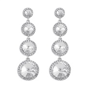 ( White K)samll palace wind earring  Round Rhinestone temperament earrings long style exaggerating arring woman
