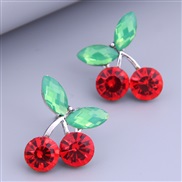 ( silver color) fashion sweetOL concise leaf cherry personality ear stud