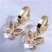 fashion concise hollow butterfly zircon temperament personality ear stud buckle